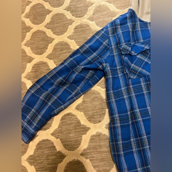 L.L. Bean Blue Hooded Fleece Flannel Youth Extra Large - Picture 2 of 7